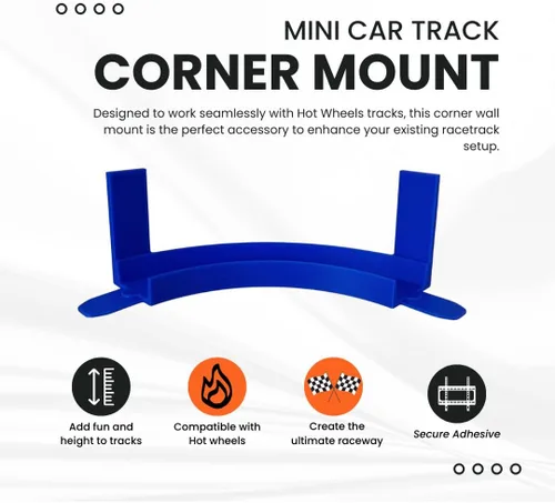 Miniatura 2 de Riel de montaje en pared de esquina compatible con Hot Wheels Giro de 90 grados con adhesivo extraíble para montaje en pared Fabricado