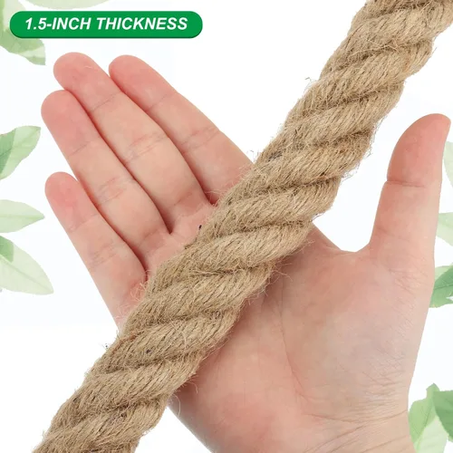 Miniatura 5 de PATIKIL Cuerda de yute trenzada de 1-1/2 pulgadas x 50 pies, cuerda de yute gruesa natural, cuerda de arpillera para muelles, barandillas