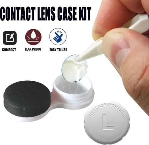 Miniatura 4 de Paquete de 4 fundas para lentes de contacto a prueba de fugas, estuche de contacto de viaje de color para lentes de contacto (negro)