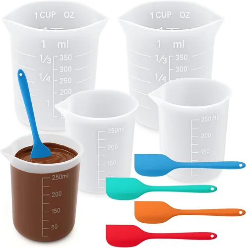 Miniatura 8 de Juome 6 tazas medidoras de silicona para derretir chocolate, juego de tazas de silicona para derretir chocolate con capacidad de 100/250/11.8 fl oz