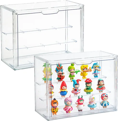 Vitrinas de acrílico para coleccionables, cajas de estante transparentes de 3 niveles para figuras, vitrina para figuras de acción apilable y a