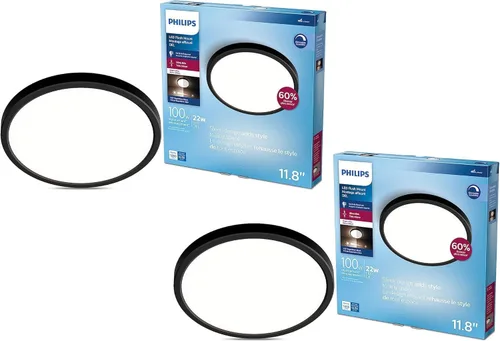Miniatura 8 de PHILIPS LED Lámpara de techo de montaje empotrado de 11 pulgadas, paquete de 2 unidades, color blanco seleccionable, níquel cepillado, 1200 lúmenes