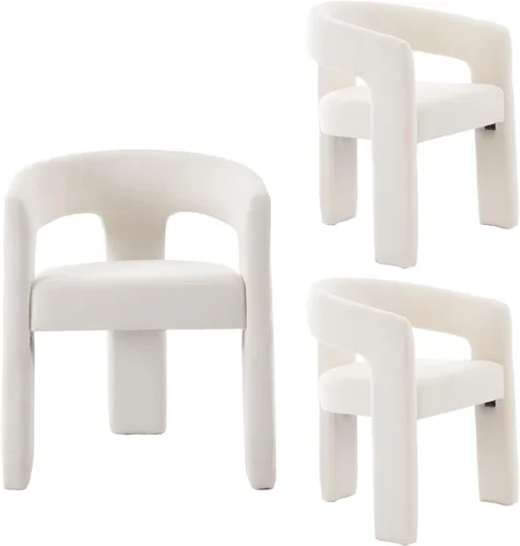 Miniatura 60 de HNY Juego de 6 sillas modernas de barril para cocina y comedor, sillas acentuadas tapizadas en lino con brazo, sillas de tocador laterales de 47 cm