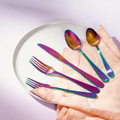 Miniatura 2 de Gibson Home Ravidia Rainbow - Juego de cubiertos de calibre pesado, 20 piezas, utensilios coloridos de acero inoxidable, juego de vajilla para 4