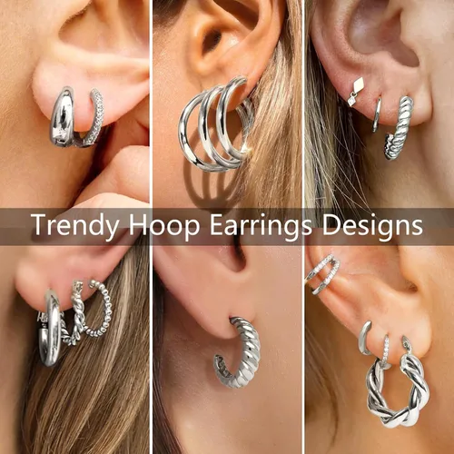 Miniatura 4 de Adoyi - Juego de aretes de oro para mujeres, aretes trenzados de oro, chapados en 14 quilates, para niñas, como regalo.