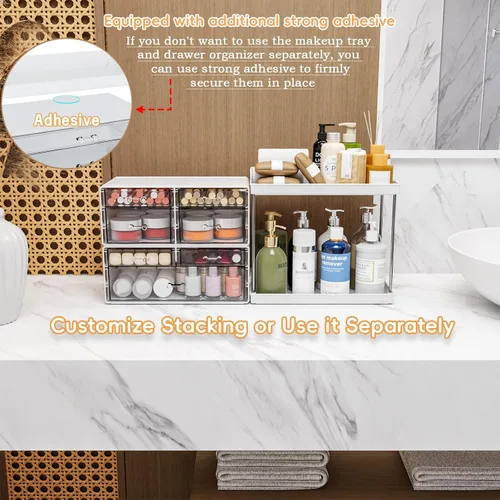Miniatura 5 de Yieach Organizador de maquillaje acrílico, organizador grande para el cuidado de la piel para tocador, organizador de plástico para encimera de baño