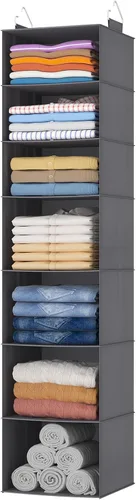 Miniatura 17 de Lifewit Organizador de armario colgante de 5 niveles y almacenamiento para estantes, estante de ropa plegable con 2 ganchos resistentes