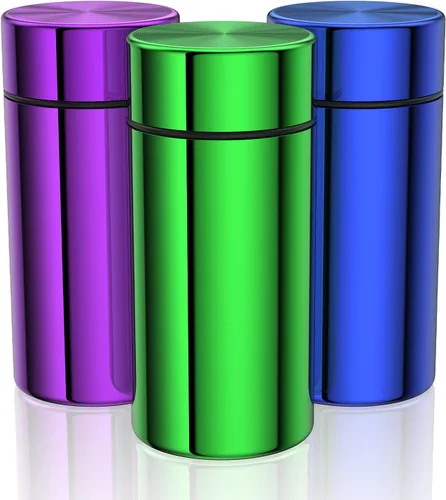 Miniatura 7 de TecQach Tarro de almacenamiento portátil de aluminio, paquete de 3, recipiente hermético a prueba de olores, botella pequeña impermeable de metal