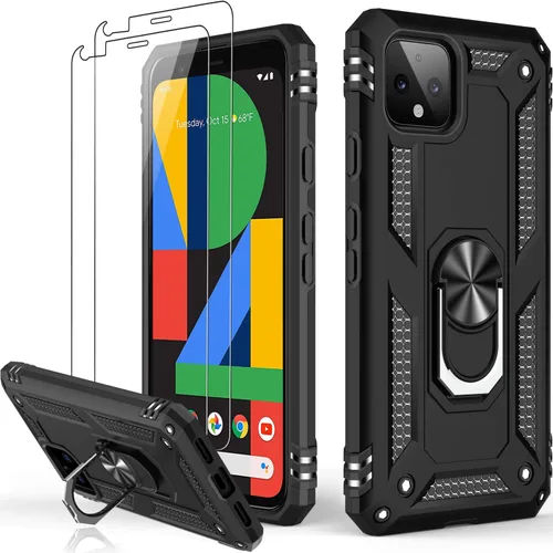 Miniatura 117 de LUMARKE Funda para Google Pixel 5 con protector de pantalla, pasa 16 pies, probada en caídas, grado militar, con soporte de anillo magnético, Rojo