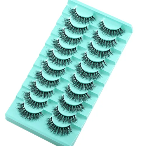 Miniatura 6 de APCYUST Pestañas naturales y finas, pestañas esponjosas de visón, aspecto natural, pestañas pequeñas, paquete de 10 pares de pestañas cortas, juego