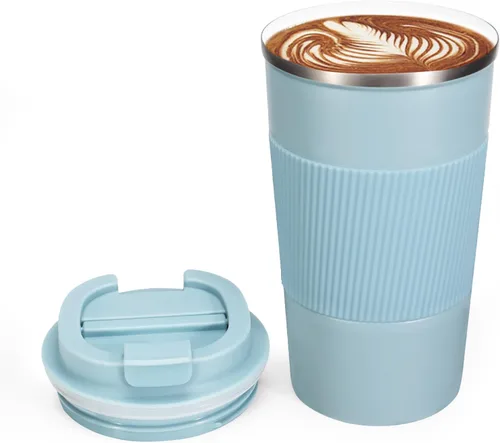 Miniatura 9 de Taza de 18 onzas con revestimiento de cerámica en el interior, taza de café aislada con tapa, taza de viaje para café a prueba de fugas, taza
