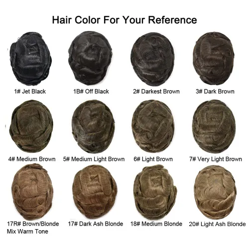Miniatura 7 de Peluca frontal de encaje francés para hombre para línea capilar en forma de V, piel fina, polipoliuretano, sistema de cabello humano natural