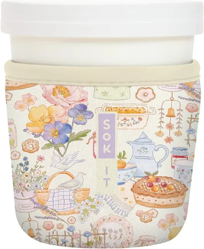 Miniatura 113 de Sok It IceCreamSok - Funda de neopreno aislada (flores abstractas, pintas de helado cónicas)