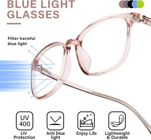 Miniatura 6 de FONHCOO Gafas de bloqueo de luz azul para mujeres y hombres, TR90, marco de moda, gafas de luz azul para computadora marrón (Crystal Brown)