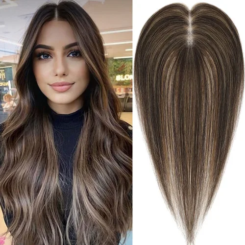Miniatura 9 de Aimeolyn Toppers de cabello para mujer, cabello humano real, sin flequillo, extensiones de cabello superior para adelgazar, base de encaje Haisr