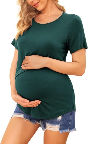 Miniatura 3 de Ekouaer Camisetas de lactancia de manga corta para mujer, de doble capa, tallas S-XXL