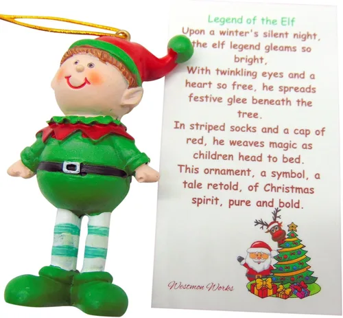 Miniatura 3 de Adorno de leyenda del elfo de poliresina para árbol de Navidad con tarjeta de historia en caja de regalo