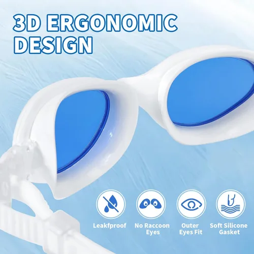 Miniatura 6 de Body+ Gafas de natación, gafas de natación de visión amplia para adultos, hombres y mujeres, antivaho sin fugas, transición o lentes polarizados