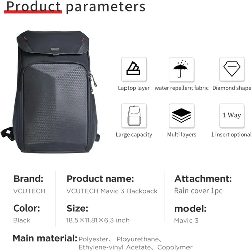 Miniatura 8 de VCUTECH Mavic 3 Drone - Mochila resistente al agua compatible con DJI Mavic 3, Mavic 3 Fly More Combo, Mavic 3 Cine, accesorios Mavic 3