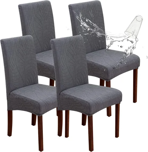 Miniatura 31 de Genina Fundas impermeables para sillas de comedor, fundas elásticas de jacquard para sillas de comedor, extraíbles y lavables, protector de silla