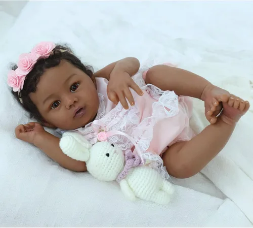 Miniatura 6 de KSBD Reborn Baby Doll Black Girl – Muñeca realista de 18 pulgadas afroamericana recién nacida hecha a mano con cuerpo suave y peso real y accesorios