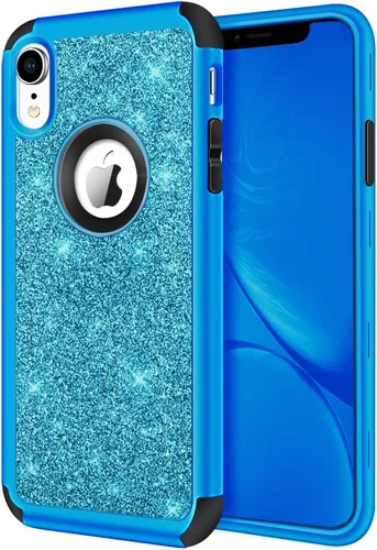 Miniatura 13 de Hython Compatible con Funda para iPhone XR, Protector Defensor de Cuerpo Completo de Servicio Pesado con Purpurina Brillante Reluciente, Carcasa