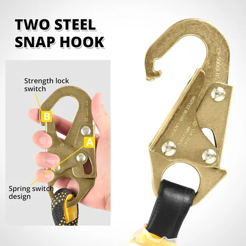 Miniatura 6 de TRSMIMA Rope Harness Safety Lanyard：25/50/100/150ft Vertical Roofing Rope Grab Snap Hooks Shock Absorber Fall Protection Kit