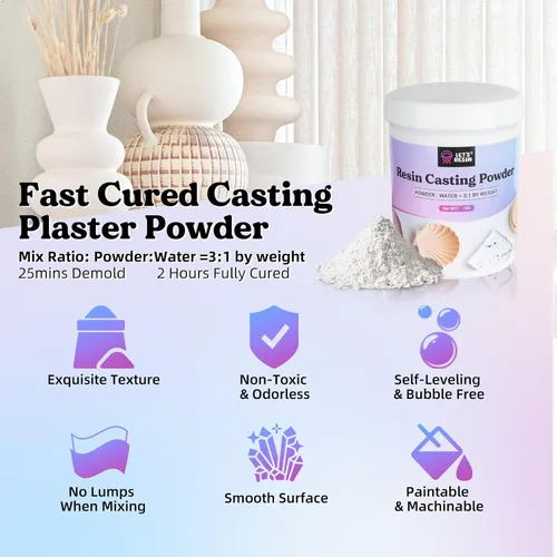 Miniatura 2 de LET'S RESIN Kit de iniciación de polvos de fundición de resina, 35.27 oz de polvo de fundición sin olor curado rápido, 20 ~ 30 minutos de desmolde
