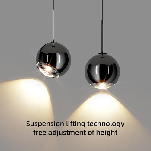 Miniatura 9 de ziidoo Lámpara colgante moderna negra con forma de globo, rotación de 90 grados arbitrariamente ajustable, electrochapada, lámpara colgante