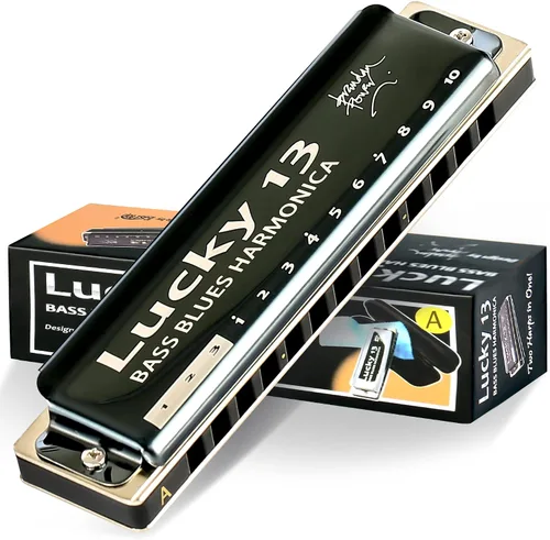 Miniatura 12 de East top Lucky 13 Bass Plus Blues Armónica 13 Agujeros Diatónica Arpa Boca Órgano Profesional Richter Armónica C clave para adultos Clave de C