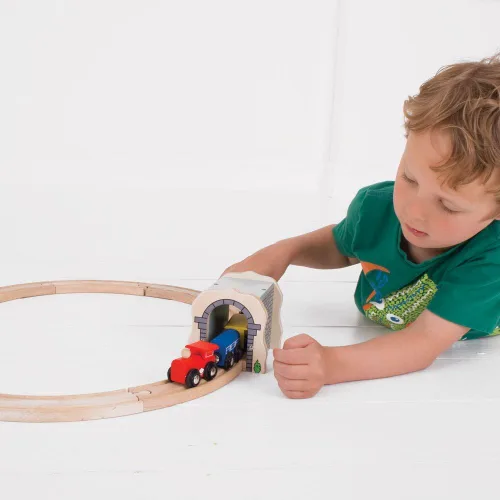 Miniatura 8 de Bigjigs Rail Túnel de piedra gris: otras marcas principales de rieles de madera son compatibles