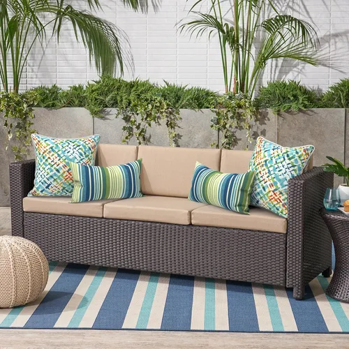 Miniatura 852 de Juego de 2 almohadas para exteriores de 16 x 16 pulgadas, repelentes al agua con interiores, para muebles de patio, hogar, jardín, geometría bohemia