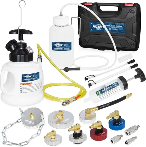 FIRSTINFO A1163HK - Kit manual de purga de líquido de frenos a presión de 3 litros con 7 adaptadores de depósito de cilindro maestro de metal +
