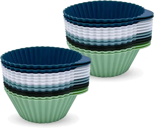 The Silicone Kitchen - Tazas de silicona reutilizables para hornear magdalenas de silicona para cupcakes, sin BPA, (paquete de 24 mezclados)