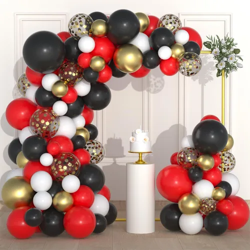 Miniatura 17 de Kit de arco de guirnalda de globos azules y negros dorados, globos azul real y negro dorado para hombres, 30º 40º videojuego, cumpleaños, boda