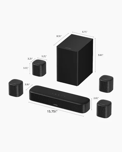 Miniatura 9 de ULTIMEA Barra de sonido envolvente de 7.1 canales para Smart TV, con 4 altavoces envolventes, potencia máxima de 330 W, barra de sonido envolvente