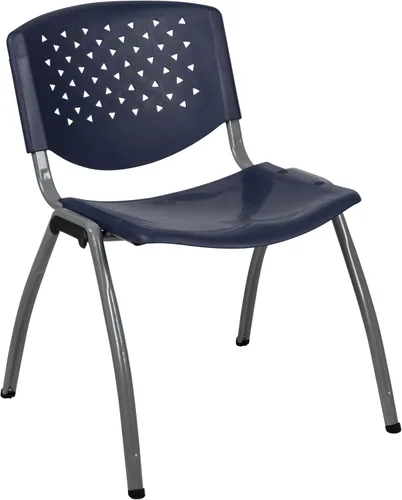 Miniatura 17 de Flash Furniture - Silla apilable de plástico negro de la serie HERCULES con capacidad de 880 lb. y marco recubierto en polvo de color gris titanio