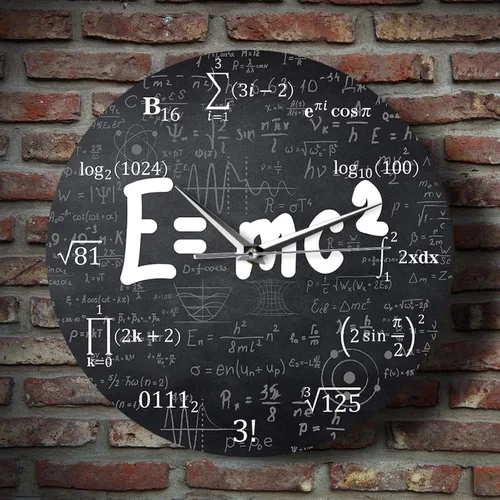Miniatura 2 de Reloj de pared silencioso de 12 pulgadas E=mc2 Teoría de la Relatividad Fórmula Matemática Reloj de pared Física Energía Masa Obra Arte Decorativo