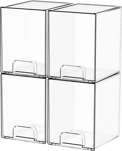 Miniatura 14 de Yieach Cajones de almacenamiento apilables transparentes de 12.1 pulgadas de ancho, paquete de 2 organizadores de cajones acrílicos para accesorios