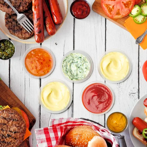 Miniatura 5 de Macarrie 1000 recipientes de 2 onzas con tapas, porciones de 2 onzas, tazas de condimentos, tazas de soufflé, taza de salsa, recipiente de ensalada