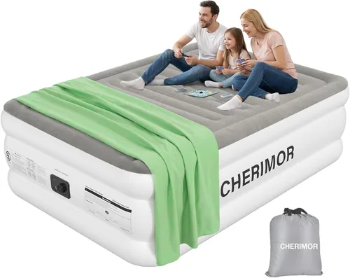 Miniatura 14 de CHERIMOR Colchón de aire tamaño individual con bomba integrada, colchón inflable de firmeza mejorada de 16 pulgadas, multicapa a prueba de fugas