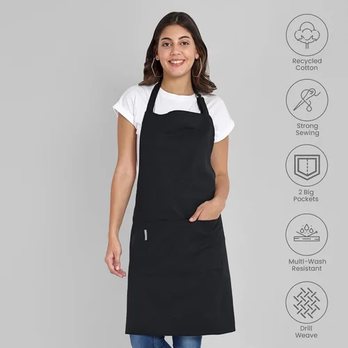 Miniatura 2 de Delantal de chef, delantal de cocina de algodón reciclado con un cuello ajustable con lazos largos, para cocinar, hornear