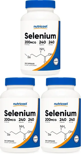 Miniatura 7 de Nutricost Selenio 200mcg, 240 cápsulas vegetales (2 botellas) - Sin OMG, sin gluten, L-selenometionina
