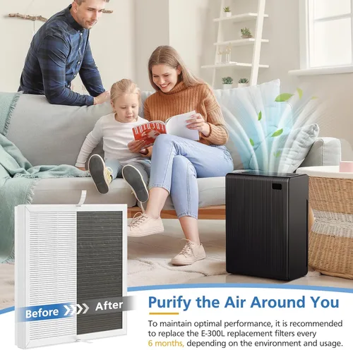 Miniatura 6 de Filtro de repuesto E-300L compatible con MOOKA y MOOKA FAMILY E-300L purificador de aire para habitaciones grandes, filtro de aire eficiente