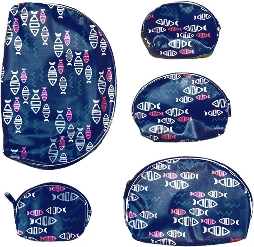 Miniatura 11 de HESSION Juego de 5 bolsas de cosméticos para mujer, bolsa de maquillaje, bolsa con cremallera, accesorios organizador para viajes, Color 1