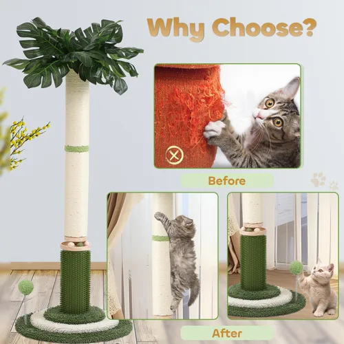 Miniatura 5 de EMUST Rascador para gatos – Rascador para gatos de 41.3 pulgadas de alto con pista interactiva de bolas para gatos de interior, poste para gatos