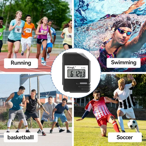 Miniatura 4 de Paquete de 2 cronómetros digitales con pantalla grande, modo de división de regazo, temporizador de mano impermeable para entrenadores, profesores