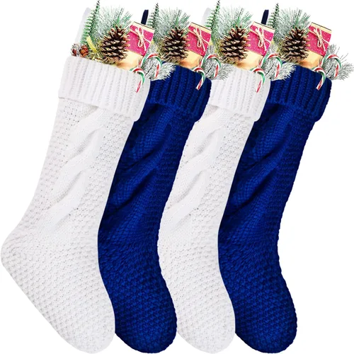 Miniatura 7 de Paquete de 4 calcetines navideños de punto, color burdeos, 14 pulgadas
