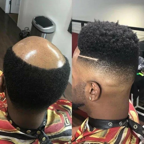 HAPPY&CC Afro - Sistema de piezas de cabello humano tipo toupee para hombre, encaje suizo duradero con poliuretano para hombre, peluca tipo tupé #1