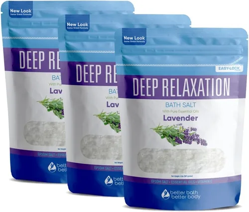Miniatura 9 de Sal de baño de relajación profunda, 32 onzas, sal de Epsom con aceite esencial de lavanda natural más vitamina C en bolsa sin BPA con sello fácil